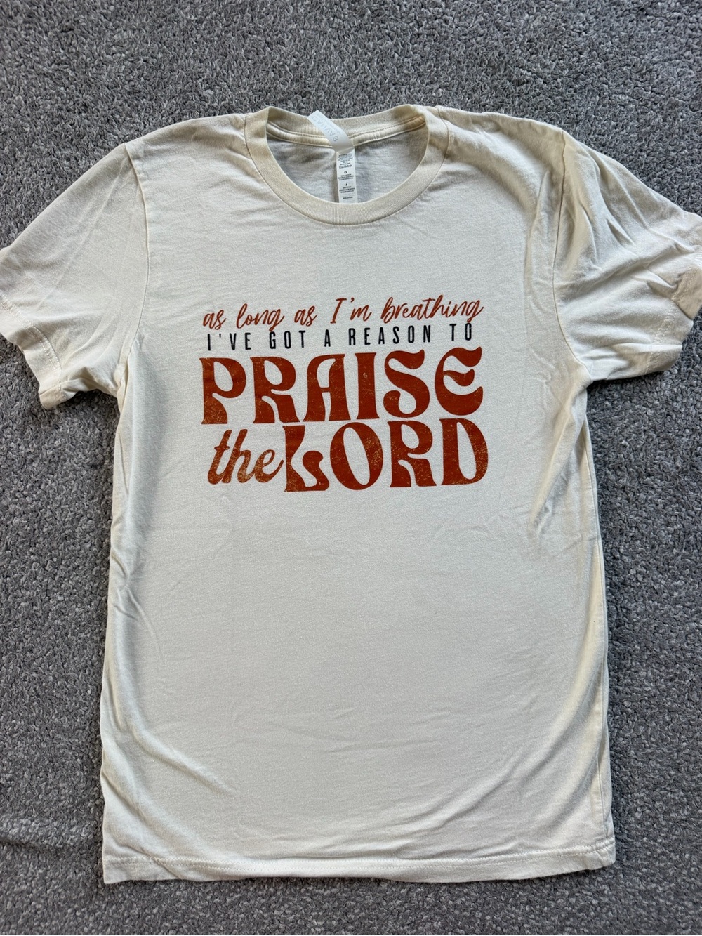 Praise the Lord Graphic Tee - Cream with Rust Print